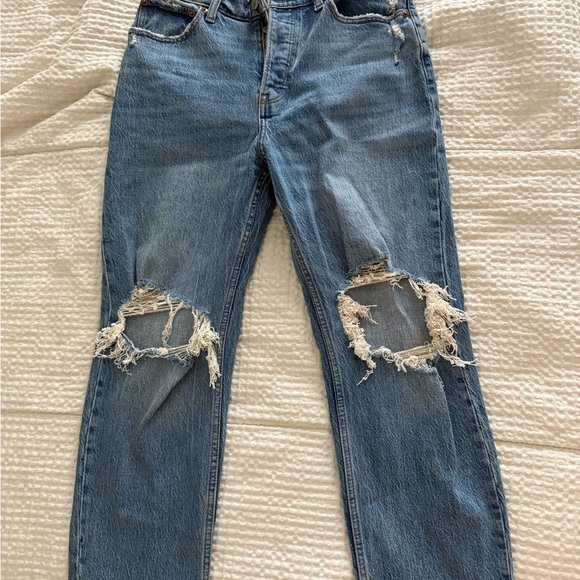 Abercrombie & Fitch Ripped Blue Straight Leg Jeans - Picture 1 of 5
